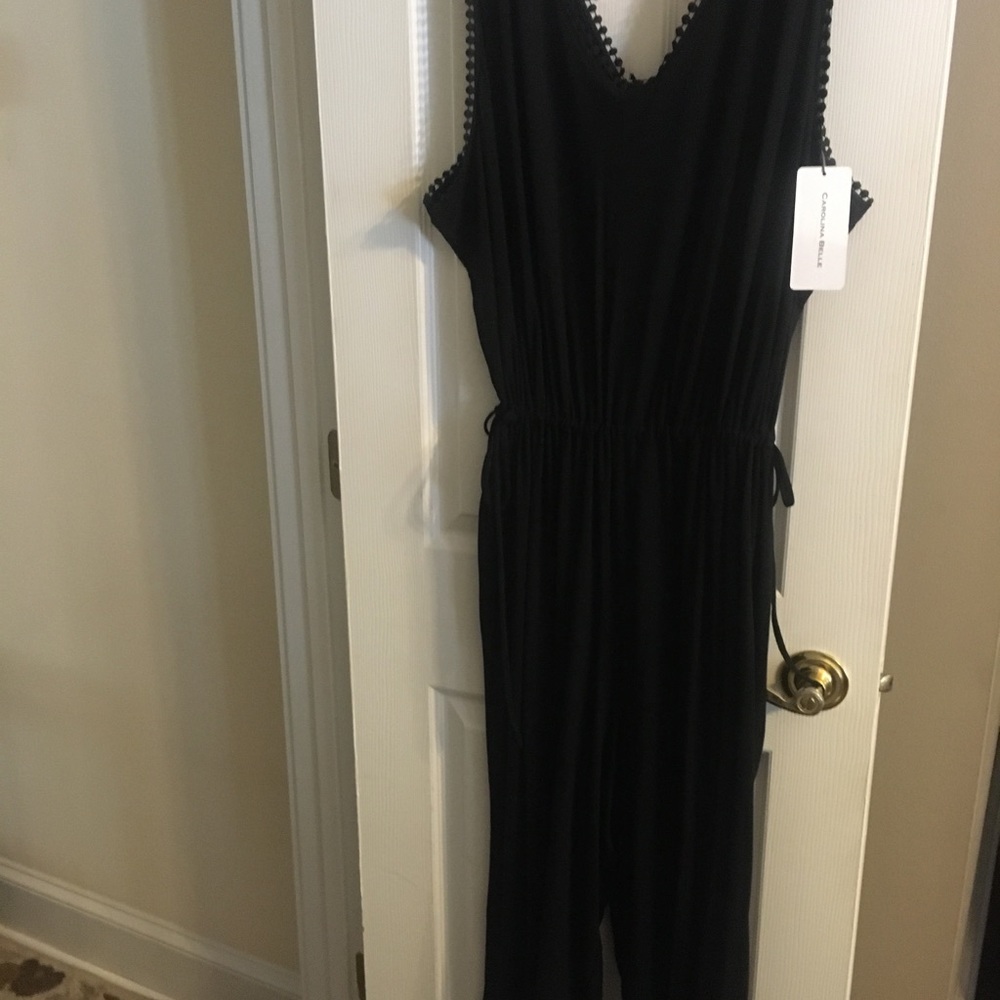 Black wide leg crop jumpsuit